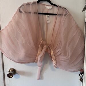Sheer Pink Tie-Front Cape